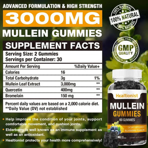 HEALTIONIST - Healtionist Sugar Free Mullein Gummies 3000Mg. 60 Gomitas - The Red Vitamin MX - Suplementos Alimenticios - {{ shop.shopifyCountryName }}