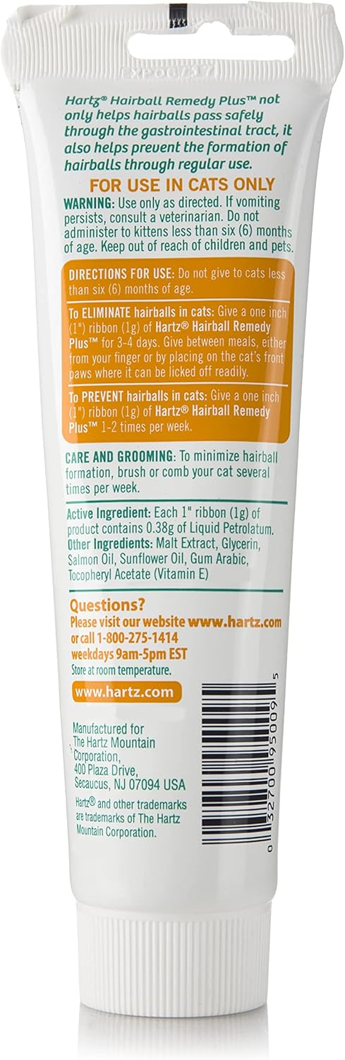 Hartz Hairball Remedy Plus Salmon Flavored Paste for Cats and Kittens 70Gr.