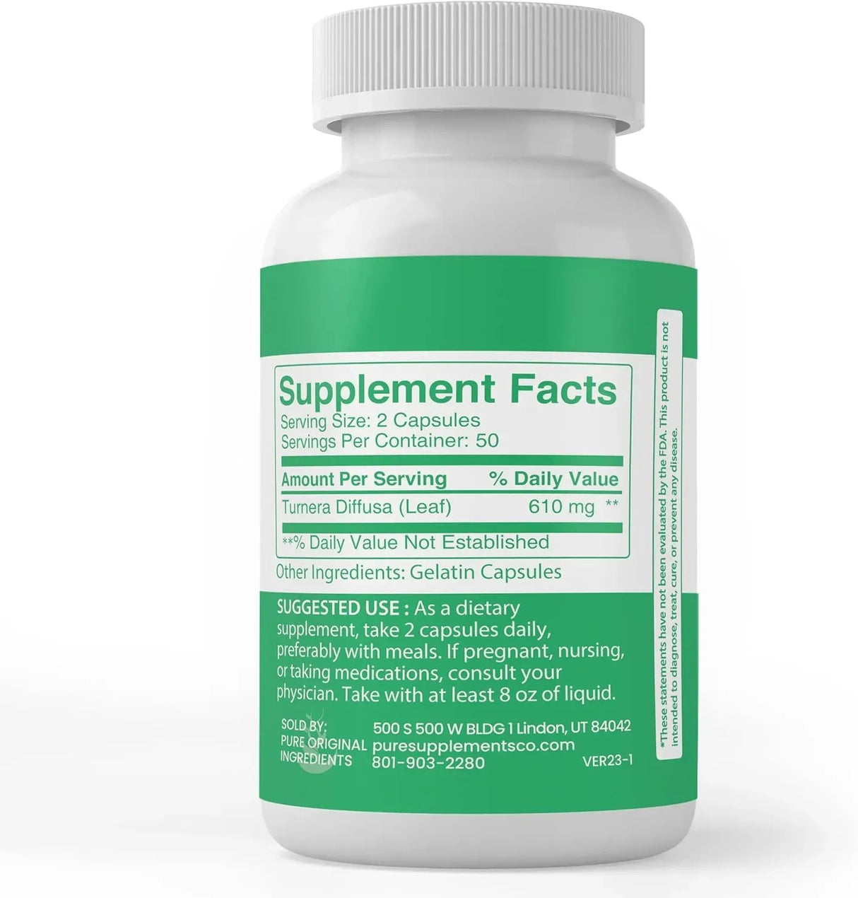 PURE ORIGINAL INGREDIENTS - Pure Original Ingredients Damiana Leaf 100 Capsulas - The Red Vitamin MX - Suplementos Alimenticios - {{ shop.shopifyCountryName }}