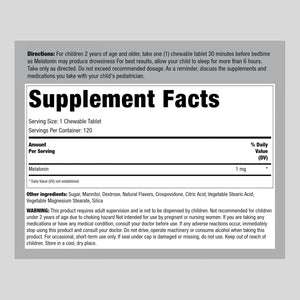 PIPING ROCK - Piping Rock Kids Melatonin 1Mg. 120 Tabletas Masticables - The Red Vitamin MX - Suplementos Alimenticios - {{ shop.shopifyCountryName }}