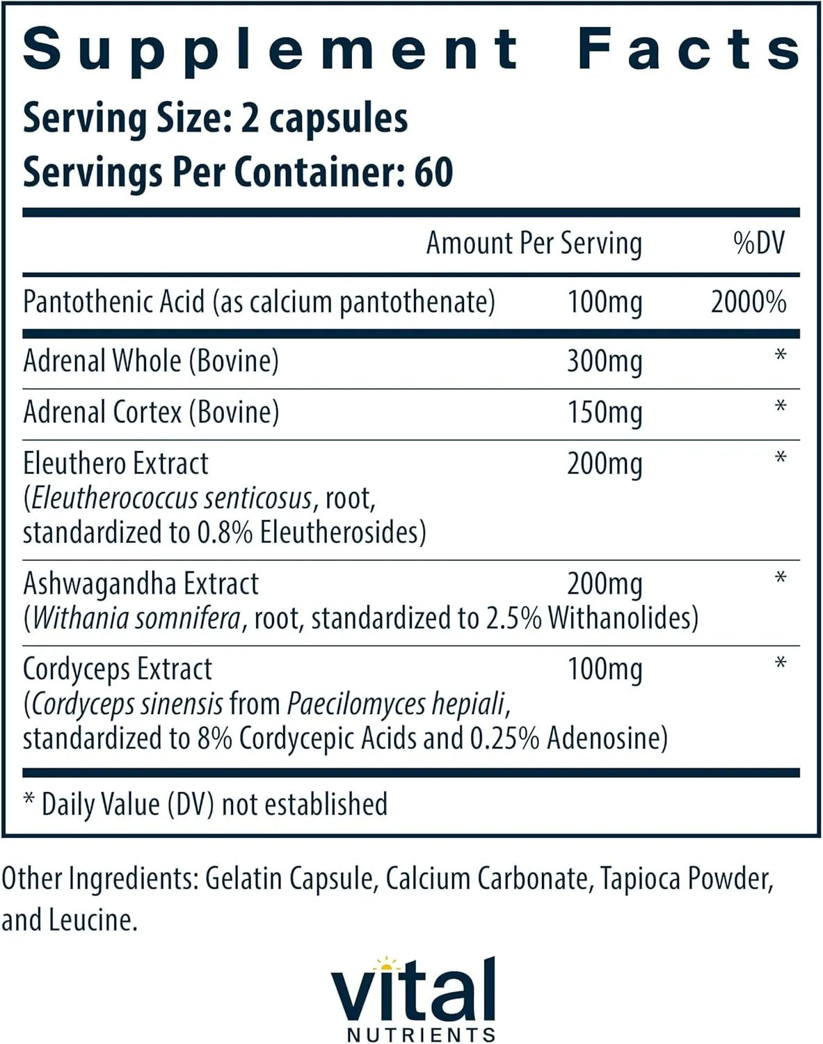 VITAL NUTRIENTS - Vital Nutrients Adrenal Support 120 Capsulas - The Red Vitamin MX - Suplementos Alimenticios - {{ shop.shopifyCountryName }}