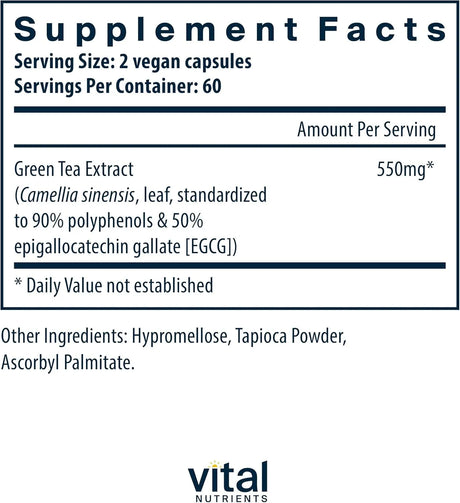 VITAL NUTRIENTS - Vital Nutrients Green Tea Extract 550Mg. 120 Capsulas - The Red Vitamin MX - Suplementos Alimenticios - {{ shop.shopifyCountryName }}