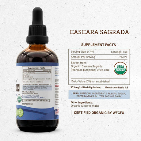 SECRETS OF THE TRIBE - Secrets of the Tribe Cascara Sagrada Tincture Alcohol-Free Liquid Extract 4 Fl.Oz. - The Red Vitamin MX - Suplementos Alimenticios - {{ shop.shopifyCountryName }}