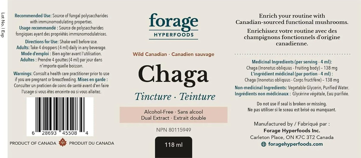 FORAGE HYPERFOODS - Forage Hyperfoods Alcohol-Free Canadian Wild Chaga Superfood Liquid 118Ml. - The Red Vitamin MX - Suplementos Alimenticios - {{ shop.shopifyCountryName }}