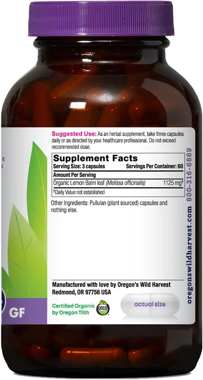 OREGON'S WILD HARVEST - Oregon's Wild Harvest Certified Organic Lemon Balm 180 Capsulas - The Red Vitamin MX - Suplementos Alimenticios - {{ shop.shopifyCountryName }}
