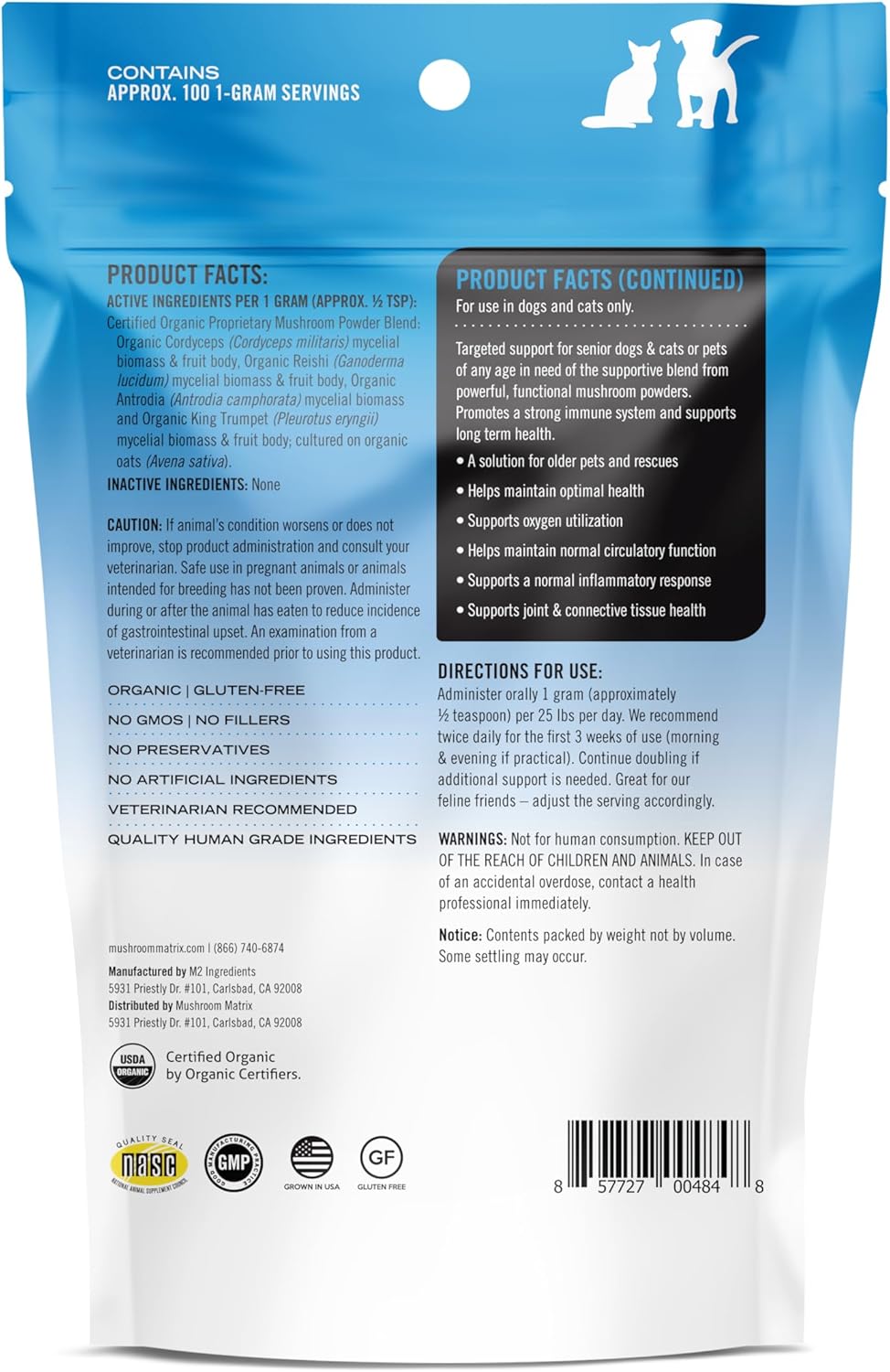 OM - Om Mushroom Matrix Pet Maximum Recovery 100Gr. - The Red Vitamin MX - Suplementos Herbales Para Perros - {{ shop.shopifyCountryName }}