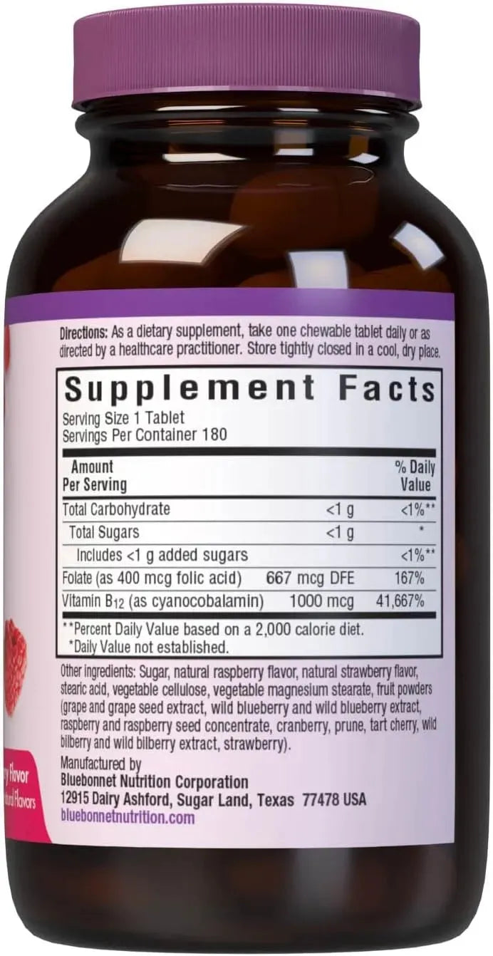 BLUEBONNET NUTRITION - BlueBonnet Nutrition Earth Sweet Vitamin B12 & Folic Acid 180 Tabletas Masticables - The Red Vitamin MX - Suplementos Alimenticios - {{ shop.shopifyCountryName }}