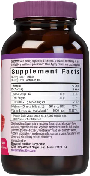 BLUEBONNET NUTRITION - BlueBonnet Nutrition Earth Sweet Vitamin B12 & Folic Acid 180 Tabletas Masticables - The Red Vitamin MX - Suplementos Alimenticios - {{ shop.shopifyCountryName }}