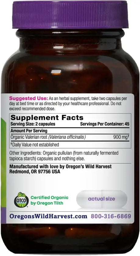 OREGON'S WILD HARVEST - Oregon's Wild Harvest Certified Organic Valerian 900Mg. 90 Capsulas - The Red Vitamin MX - Suplementos Alimenticios - {{ shop.shopifyCountryName }}
