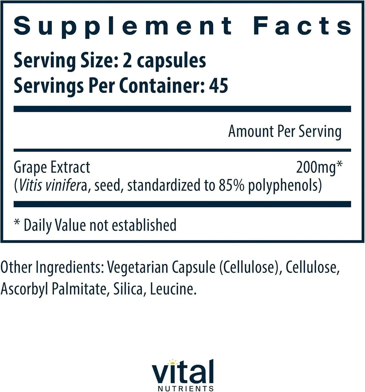 VITAL NUTRIENTS - Vital Nutrients Grape Seed Extract 100Mg. 90 Capsulas - The Red Vitamin MX - Suplementos Alimenticios - {{ shop.shopifyCountryName }}