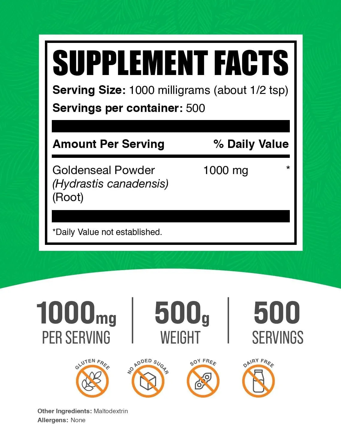 BULK SUPPLEMENTS - Bulk Supplements Goldenseal Root Powder 500Gr. - The Red Vitamin MX - Suplementos Alimenticios - {{ shop.shopifyCountryName }}