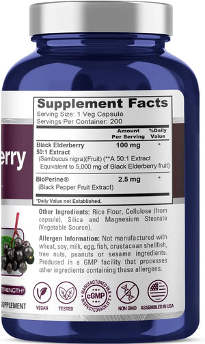 NUSAPURE - NusaPure Black Elderberry 5000Mg. 200 Capsulas - The Red Vitamin MX - Suplementos Alimenticios - {{ shop.shopifyCountryName }}