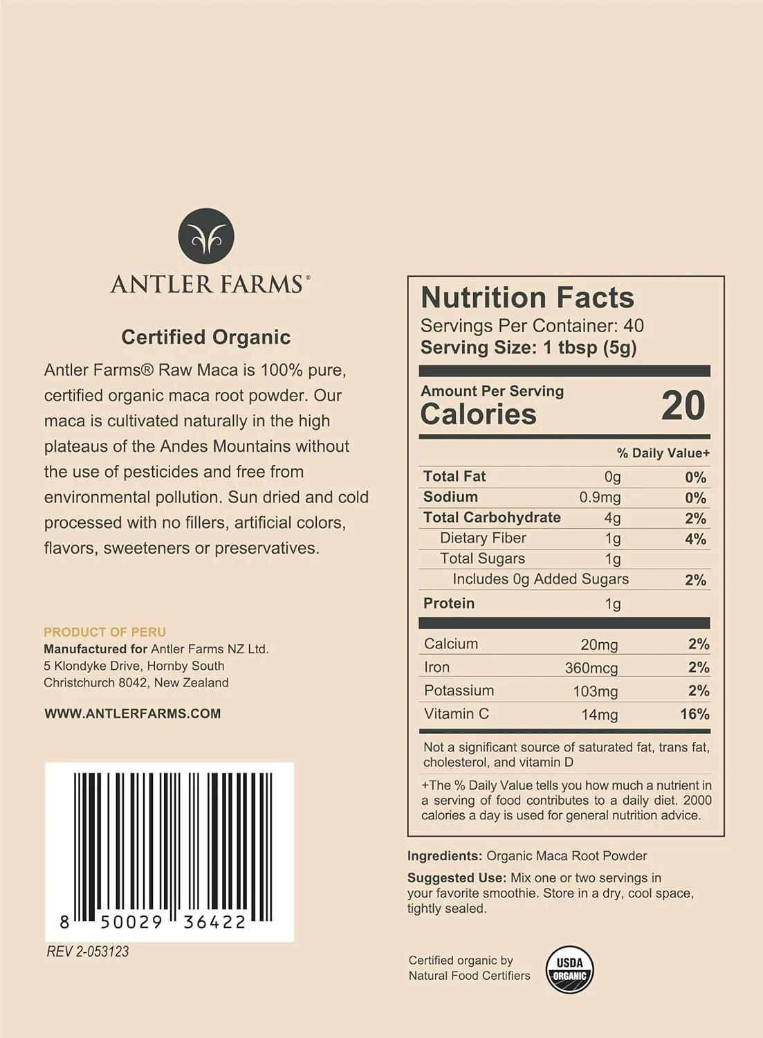 ANTLER FARMS - Antler Farms 100% Pure Organic Raw Maca Powder 200Gr. - The Red Vitamin MX - Suplementos Alimenticios - {{ shop.shopifyCountryName }}