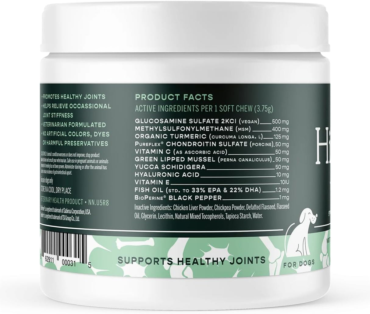 Fera Pet Organics Hip + Joint Supplement for Dogs 90 Masticables