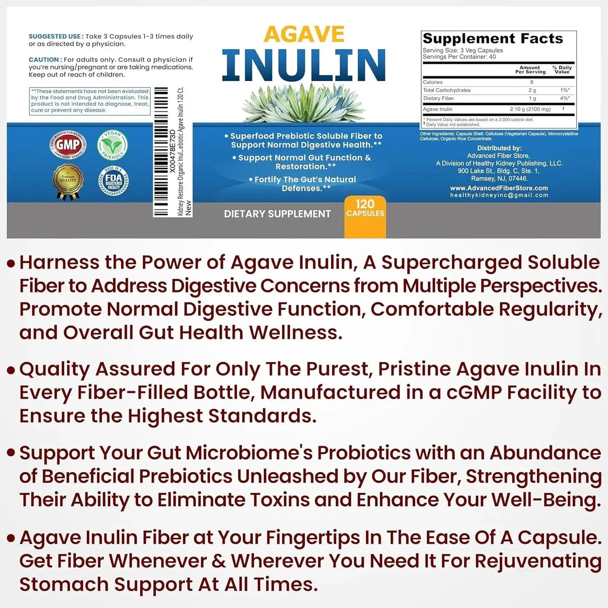 KIDNEY RESTORE - Kidney Restore Agave Inulin 120 Capsulas - The Red Vitamin MX - Suplementos Alimenticios - {{ shop.shopifyCountryName }}