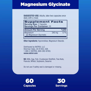 NATROL - Natrol Magnesium Glycinate 240Mg. 60 Capsulas - The Red Vitamin MX - Suplementos Alimenticios - {{ shop.shopifyCountryName }}