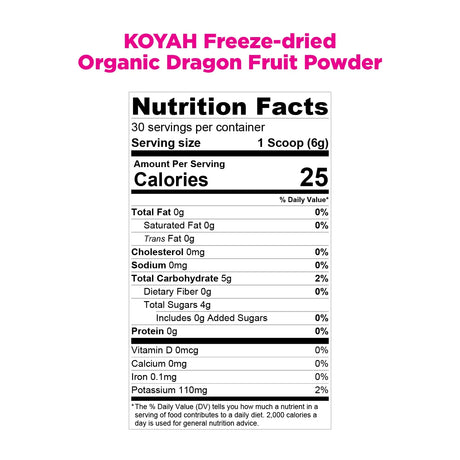 KOYAH - KOYAH Organic Freeze-dried Pink Dragon Fruit Powder 180Gr. - The Red Vitamin MX - Suplementos Alimenticios - {{ shop.shopifyCountryName }}