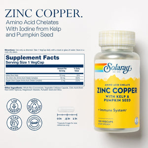 SOLARAY Zinc Copper Amino Acid Chelate 100 Capsulas