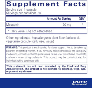 PURE ENCAPSULATIONS - Pure Encapsulations Melatonin 20Mg. for Immune System & Healthy Cells 60 Capsulas - The Red Vitamin MX - Suplementos Alimenticios - {{ shop.shopifyCountryName }}