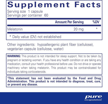 PURE ENCAPSULATIONS - Pure Encapsulations Melatonin 20Mg. for Immune System & Healthy Cells 60 Capsulas - The Red Vitamin MX - Suplementos Alimenticios - {{ shop.shopifyCountryName }}