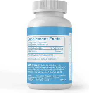PURE ORIGINAL INGREDIENTS - Pure Original Ingredients L-Methionine 100 Capsulas - The Red Vitamin MX - Suplementos Alimenticios - {{ shop.shopifyCountryName }}