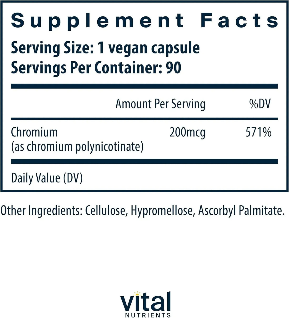 VITAL NUTRIENTS - Vital Nutrients Chromium Polynicotinate 200mcg 90 Capsulas - The Red Vitamin MX - Suplementos Alimenticios - {{ shop.shopifyCountryName }}