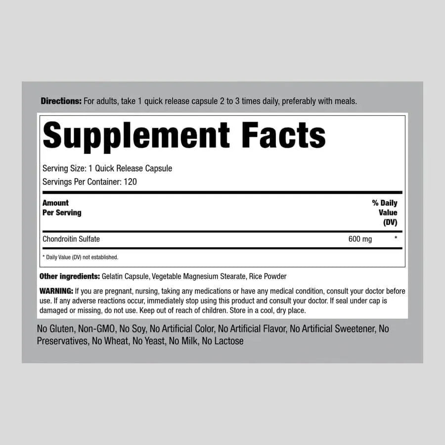 PIPING ROCK - Piping Rock Chondroitin Sulfate 600Mg. 120 Capsulas - The Red Vitamin MX - Suplementos Alimenticios - {{ shop.shopifyCountryName }}