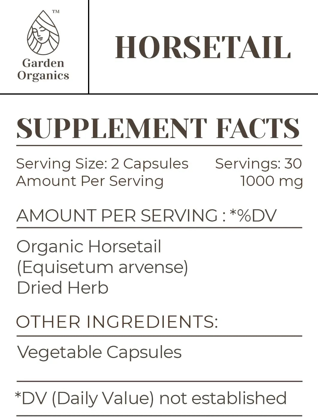 GARDEN ORGANICS - Garden Organics Horsetail 1000Mg. 60 Capsulas - The Red Vitamin MX - Suplementos Alimenticios - {{ shop.shopifyCountryName }}