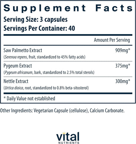 VITAL NUTRIENTS - Vital Nutrients Saw Palmetto with Pygeum & Nettle Root 120 Capsulas - The Red Vitamin MX - Suplementos Alimenticios - {{ shop.shopifyCountryName }}