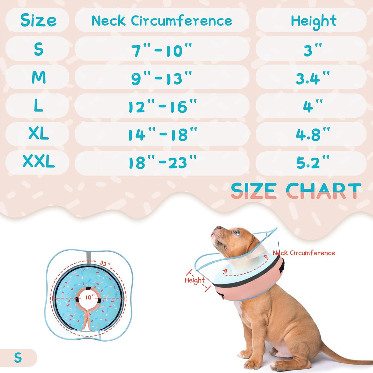 Supet Raised Inflatable Dog Cone Collar SMALL