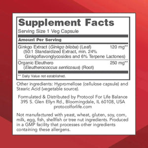 PROTOCOL FOR LIFE BALANCE - Protocol Ginkgo Biloba 120Mg. 100 Capsulas - The Red Vitamin MX - Suplementos Alimenticios - {{ shop.shopifyCountryName }}
