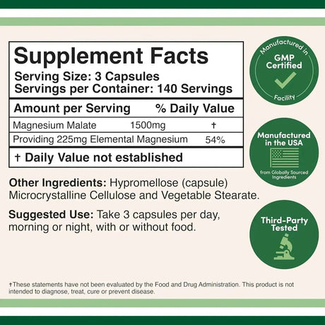 DOUBLE WOOD SUPPLEMENTS - Double Wood Supplements Magnesium Malate 1500Mg. 420 Capsulas - The Red Vitamin MX - Suplementos Alimenticios - {{ shop.shopifyCountryName }}