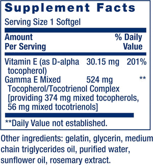 LIFE EXTENSION - Life Extension Gamma E Mixed Tocopherols & Tocotrienols 60 Capsulas Blandas - The Red Vitamin MX - Suplementos Alimenticios - {{ shop.shopifyCountryName }}