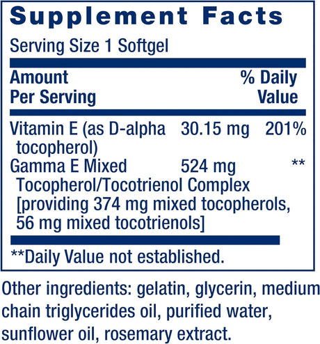 LIFE EXTENSION - Life Extension Gamma E Mixed Tocopherols & Tocotrienols 60 Capsulas Blandas - The Red Vitamin MX - Suplementos Alimenticios - {{ shop.shopifyCountryName }}
