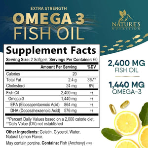 NATURE'S NUTRITION - Nature's Nutrition Triple Strength Omega 3 Fish Oil 2400Mg. 120 Capsulas Blandas - The Red Vitamin MX - Suplementos Alimenticios - {{ shop.shopifyCountryName }}