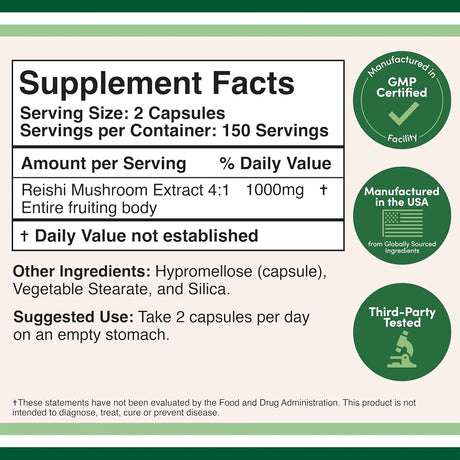 DOUBLE WOOD SUPPLEMENTS - Double Wood Supplements Reishi Mushroom 1000Mg. 300 Capsulas - The Red Vitamin MX - Suplementos Alimenticios - {{ shop.shopifyCountryName }}