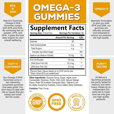 NATURE'S NUTRITION - Nature's Nutrition Omega 3 Fish Oil Gummies 120 Gomitas - The Red Vitamin MX - Suplementos Alimenticios - {{ shop.shopifyCountryName }}