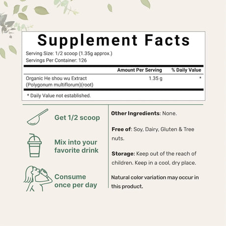 MICRO INGREDIENTS - Micro Ingredients Organic He Shou Wu Pure Fo Ti Extract Powder 170Gr. - The Red Vitamin MX - Suplementos Alimenticios - {{ shop.shopifyCountryName }}