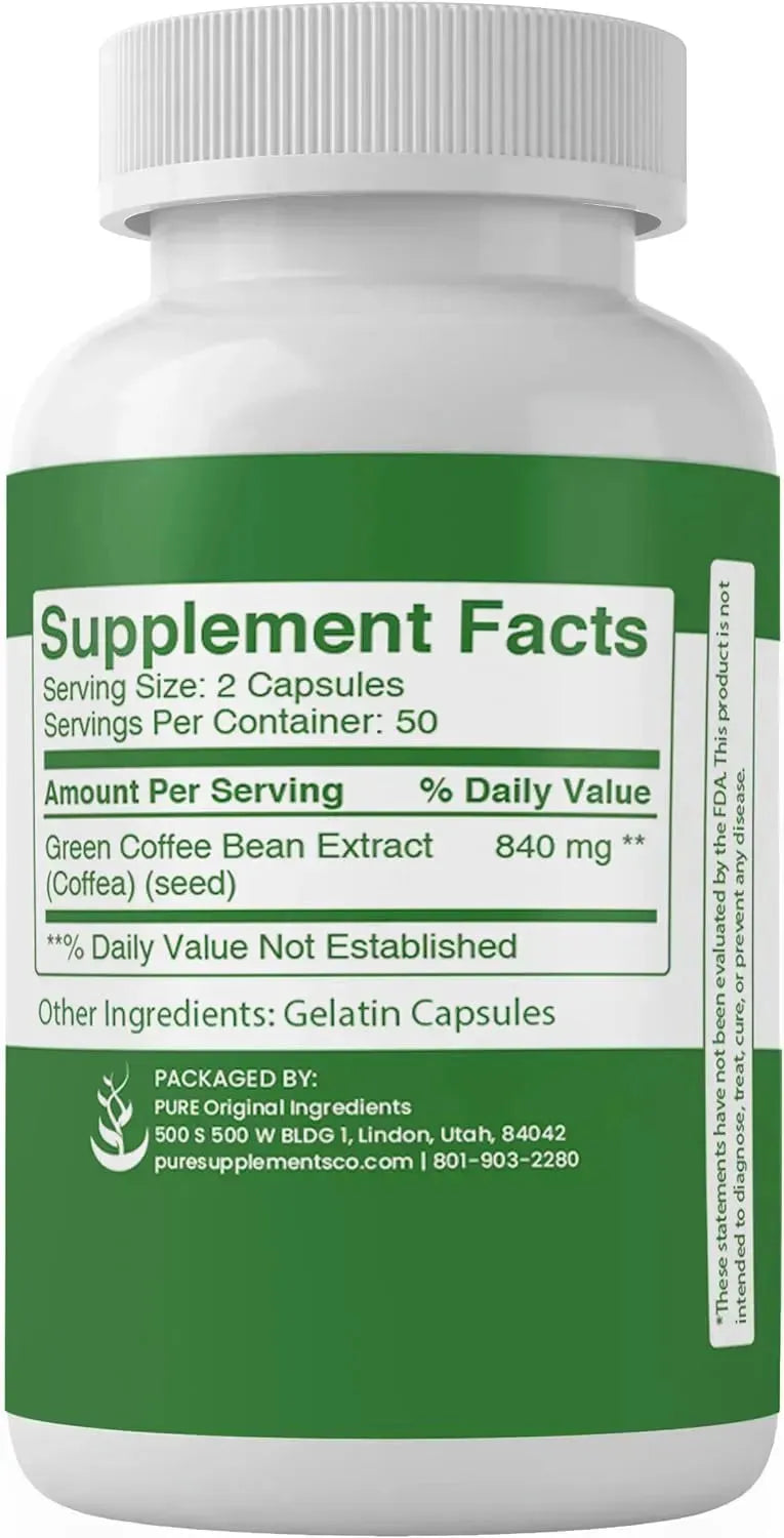 PURE ORIGINAL INGREDIENTS - Pure Original Ingredients Green Coffee Bean Extract 100 Capsulas - The Red Vitamin MX - Suplementos Alimenticios - {{ shop.shopifyCountryName }}