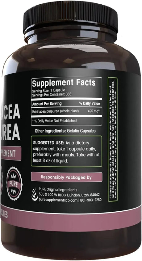 PURE ORIGINAL INGREDIENTS - Pure Original Ingredients Echinacea Purpurea 365 Capsulas - The Red Vitamin MX - Suplementos Alimenticios - {{ shop.shopifyCountryName }}