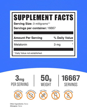 BULK SUPPLEMENTS - Bulk Supplements Melatonin Powder 50Gr. - The Red Vitamin MX - Suplementos Alimenticios - {{ shop.shopifyCountryName }}