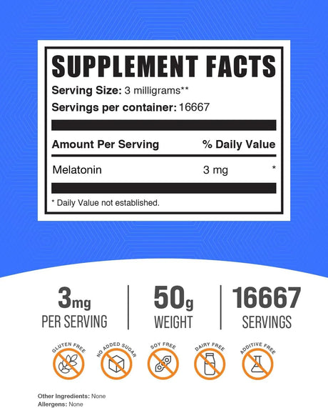 BULK SUPPLEMENTS - Bulk Supplements Melatonin Powder 50Gr. - The Red Vitamin MX - Suplementos Alimenticios - {{ shop.shopifyCountryName }}