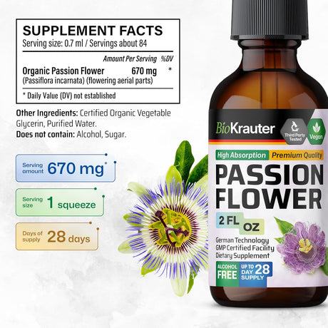 BIO KRAUTER Passionflower Tincture 2 Fl.Oz.