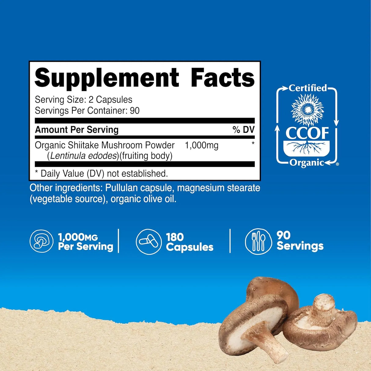 NUTRICOST - Nutricost Organic Shiitake Mushroom 1000Mg. 180 Capsulas - The Red Vitamin MX - Suplementos Alimenticios - {{ shop.shopifyCountryName }}