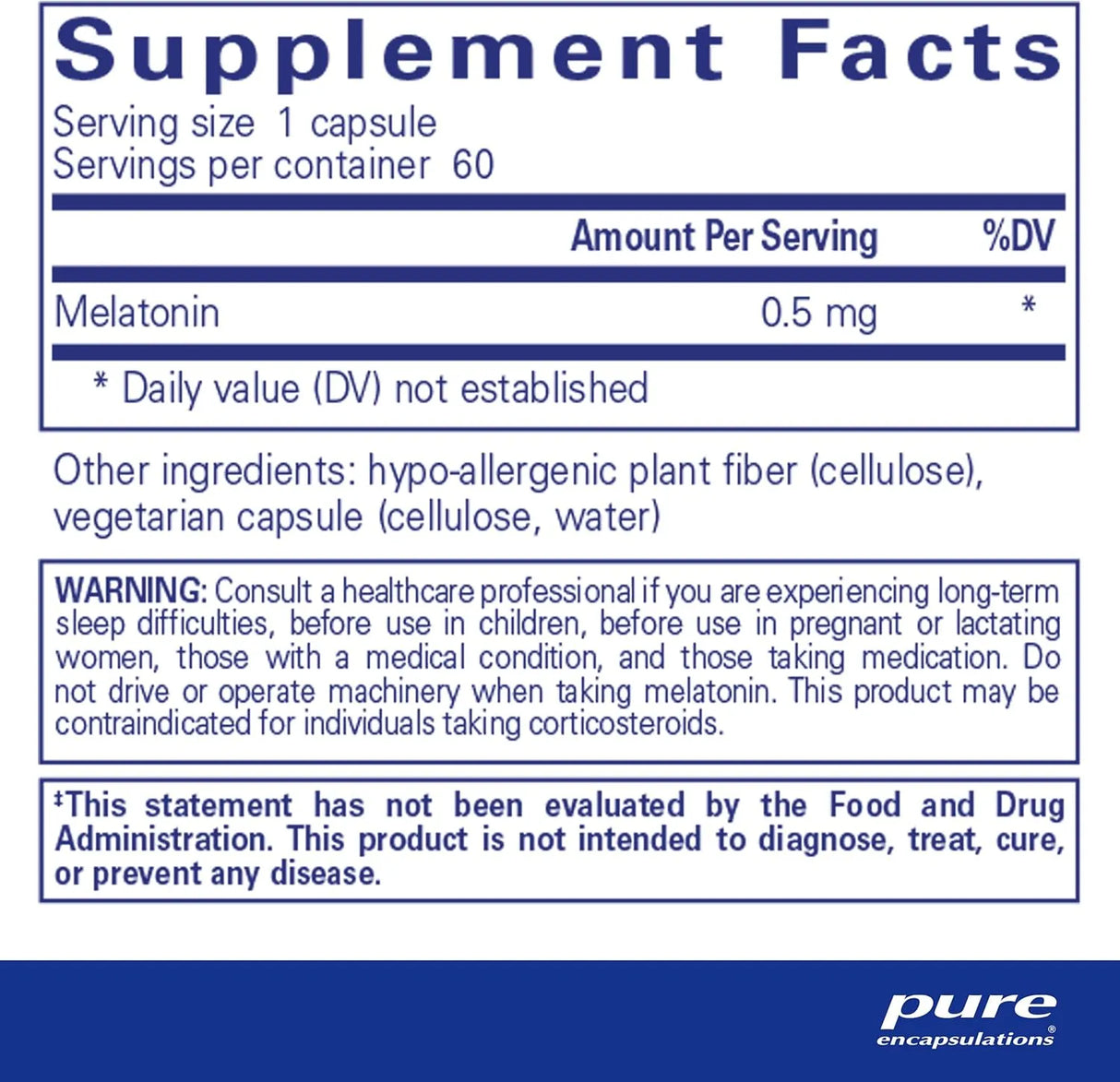 PURE ENCAPSULATIONS - Pure Encapsulations Melatonin 0.5Mg. 60 Capsulas - The Red Vitamin MX - Suplementos Alimenticios - {{ shop.shopifyCountryName }}