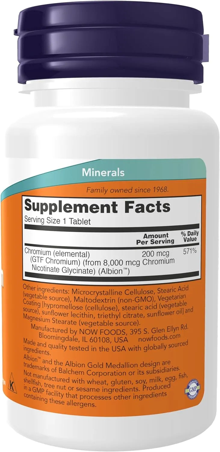 NOW SUPPLEMENTS - NOW Supplements GTF Chromium 200mcg 100 Tabletas - The Red Vitamin MX - Suplementos Alimenticios - {{ shop.shopifyCountryName }}