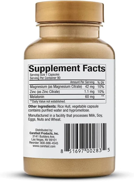CAREFAST - CAREFAST Melatonin Plus Extra Strength 60Mg. 90 Capsulas - The Red Vitamin MX - Suplementos Alimenticios - {{ shop.shopifyCountryName }}