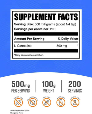 BULK SUPPLEMENTS - Bulk Supplements L-Carnosine Powder 100Gr. - The Red Vitamin MX - Suplementos Alimenticios - {{ shop.shopifyCountryName }}