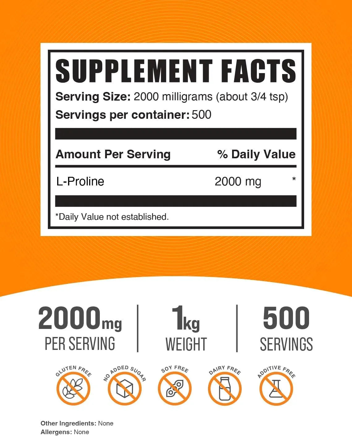 BULK SUPPLEMENTS - Bulk Supplements L-Proline Powder 1 Kg. - The Red Vitamin MX - Suplementos Alimenticios - {{ shop.shopifyCountryName }}