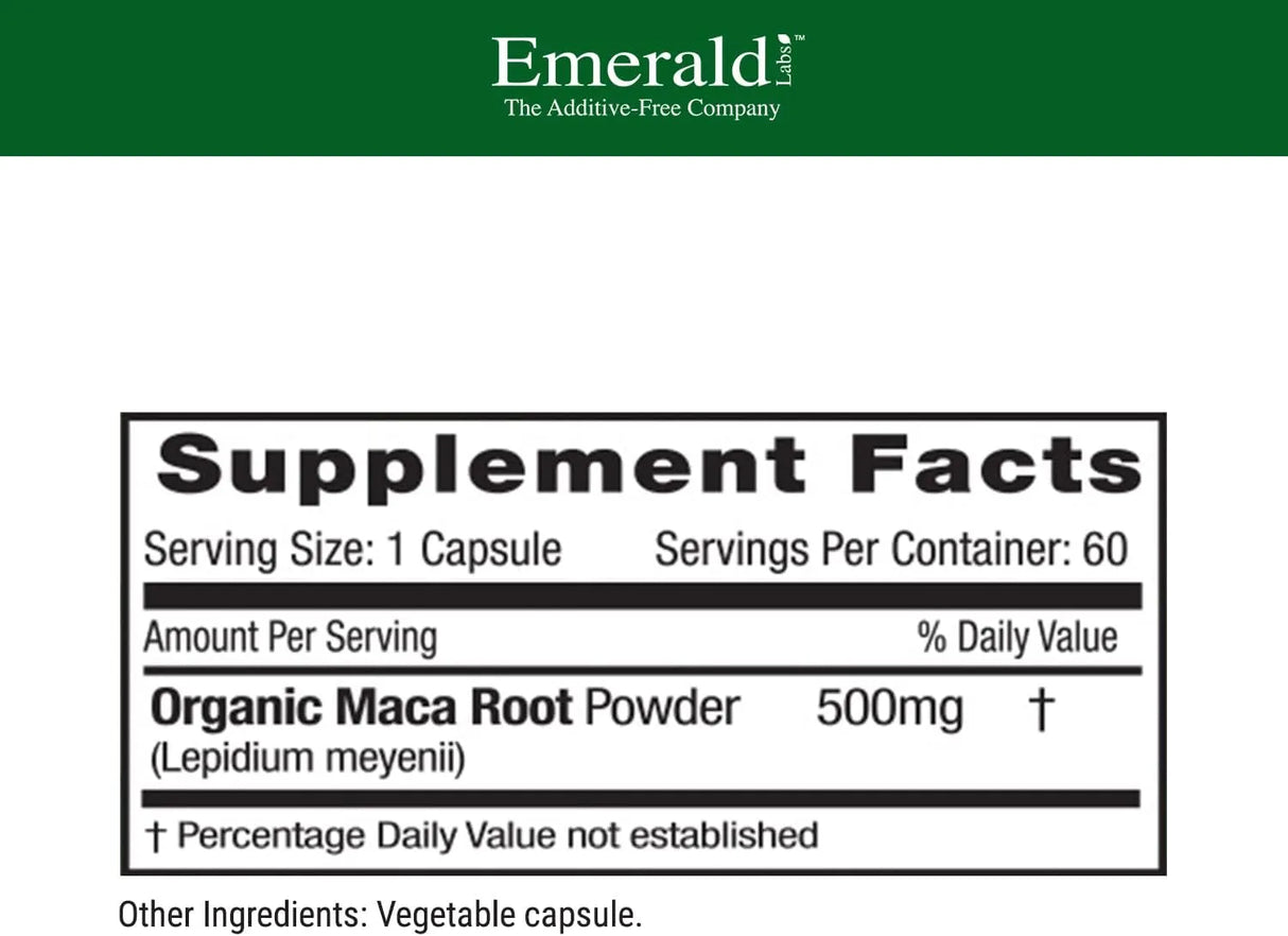 EMERALD LABS - Emerald Labs Peruvian Maca Root 60 Capsulas - The Red Vitamin MX - Suplementos Alimenticios - {{ shop.shopifyCountryName }}